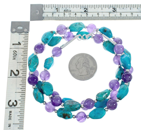 Southwestern Sterling Silver And Amethyst Bead Necklace X10212